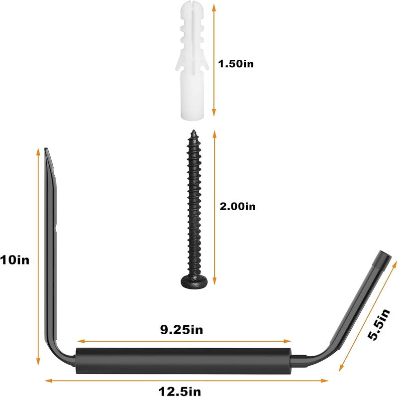 WALMANN Kayak Storage Rack, Wall Mount Kayak Hooks for Garage Utility Storage Hangers for Canoe, Surfboard, Skiis, Snowboard, Paddle Board, Ladders - Image 3